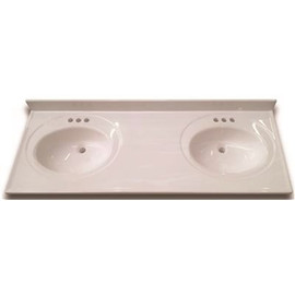 Premier 61 in. x 22 in. Custom Vanity Top Recessed Double Bowl in White Swirl