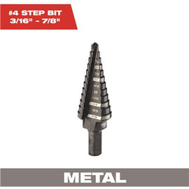 Milwaukee 3/16 in. - 7/8 in. #4 Black Oxide Step Drill Bit (12-Steps)