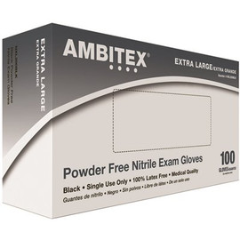 Ambitex X-Large Black 4 Mil Nitrile Exam Gloves Powder-Free (10-Case,100/Box)