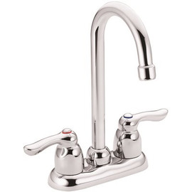 MOEN 4 in. Centerset 2-Handle Vandal-Resistant Bar Faucet with 1/2 in. IPS Connections, 1.5 GPM, Lever Handles in Chrome