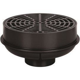 2 in. x 3 in. Black ABS Hub x Inside Fit 4-Way Floor Drain with 6-1/2 in. Strainer