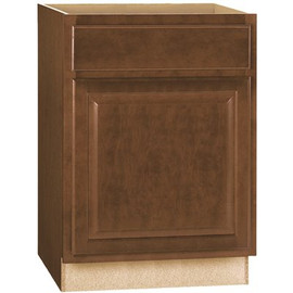 Hampton Bay Hampton Cognac Raised Panel Stock Assembled Base Kitchen Cabinet with Drawer Glides (24 in. x 34.5 in. x 24 in.)
