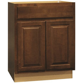 Hampton Bay Hampton Assembled 27x34.5x24 in. Base Kitchen Cabinet with Ball-Bearing Drawer Glides in Cognac