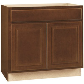 Hampton Bay Hampton Cognac Raised Panel Stock Assembled Base Kitchen Cabinet with Drawer Glides (36 in. x 34.5 in. x 24 in.)