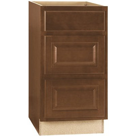 Hampton Cognac Raised Panel Stock Assembled Drawer Base Kitchen Cabinet with Drawer Glides (18 in. x 34.5 in. x 24 in.)