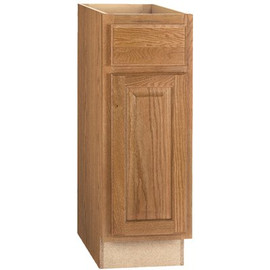 Hampton Bay Hampton Assembled 12x34.5x24 in. Base Kitchen Cabinet with Ball-Bearing Drawer Glides in Medium Oak