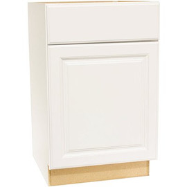 Hampton Satin White Raised Panel Stock Assembled Base Kitchen Cabinet with Drawer Glides (21 in. x 34.5 in. x 24 in.)
