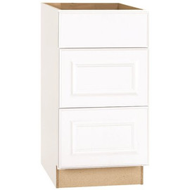 Hampton Satin White Raised Panel Assembled Drawer Base Kitchen Cabinet with Drawer Glides (18 in. x 34.5 in. x 24 in.)