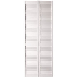Masonite 24 in. x 80 in. Textured Full Louver Painted White Solid Core Wood Bi-Fold Door