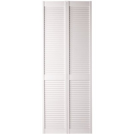 Masonite 36 in. x 80 in. Textured Full Louver Painted White Solid Core Wood Bi-Fold Door