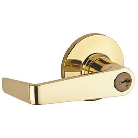 Kwikset Carson Polished Brass UL Rated Entry Door Handle Featuring SmartKey Security