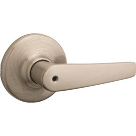 Kwikset Delta Satin Nickel Privacy Bed/Bath Door Handle with Microban Antimicrobial Technology and Lock