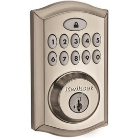 Kwikset SmartCode 913 Satin Nickel Single Cylinder Keypad Electronic Deadbolt Featuring SmartKey Security