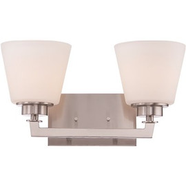 Glomar Nora 2-Light Brushed Nickel Bath Light