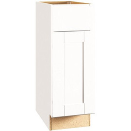 Shaker Satin White Stock Assembled Base Kitchen Cabinet with Ball-Bearing Drawer Glides (12 in. x 34.5 in. x 24 in.)