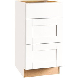 Hampton Bay Shaker Satin White Stock Assembled Drawer Base Kitchen Cabinet with Drawer Glides (18 in. x 34.5 in. x 24 in.)