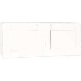 Hampton Bay Shaker Assembled 36x15x12 in. Wall Bridge Kitchen Cabinet in Satin White