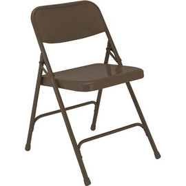 National Public Seating 200 Series Premium All-Steel Double Hinge Folding Chair, Brown (4-Pack)