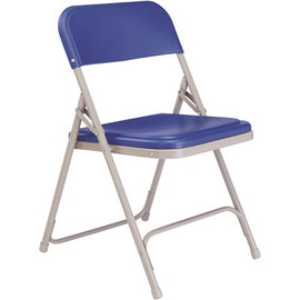 National Public Seating Blue Plastic Seat Stackable Outdoor Safe Folding Chair (Set of 4)