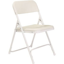 National Public Seating White Plastic Seat Metal Frame Outdoor Safe Folding Chair (Set of 4)