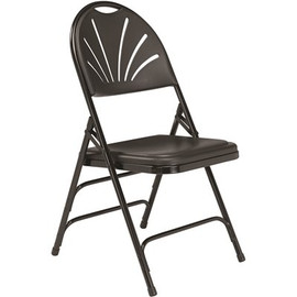 National Public Seating Black Plastic Fan Back Stackable Outdoor Safe Folding Chair (Set of 4)