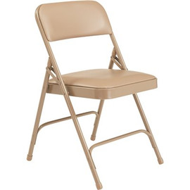 National Public Seating Beige Vinyl Seat Stackable Folding Chair (Set of 4)