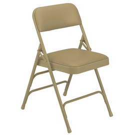 National Public Seating 1300 Series French Beige Premium Vinyl Upholstered Triple Brace Double Hinge Folding Chair (4-Pack)