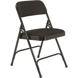 National Public Seating Midnight Black Fabric Padded Seat Stackable Folding Chair (Set of 4)