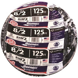 Southwire 125 ft. 8/2 Black Stranded Romex SIMpull CU NM-B W/G Wire