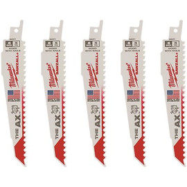 Milwaukee 6 in. 5 Teeth per in. AX Nail Embedded Wood Cutting SAWZALL Reciprocating Saw Blades (5-Pack)