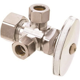 BrassCraft 1/2 in. Nom Comp Inlet x 3/8 in. O.D. Comp x 3/8 in. O.D. Comp Dual Outlet Multi-Turn Valve in Chrome