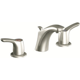 MOEN Baystone 8 in. Widespread 2-Handle Bathroom Faucet with Pop-Up Assembly in Brushed Nickel