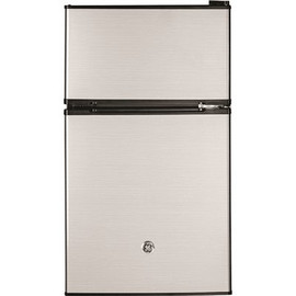 GE 3.1 cu. ft. Double-Door Mini Fridge in Clean Steel