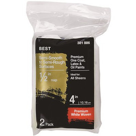 PRIVATE BRAND UNBRANDED 4 in. x 1/2 in.Shed Resistant White Woven Mini Paint Roller (2-Pack )