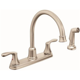 CLEVELAND FAUCET GROUP Cornerstone High Arc 2-Handle Kitchen Faucet and Side Spray in Classic Stainless