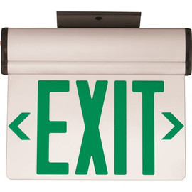 3.72-Watt Equivalent Integrated LED Brushed Aluminum, Green Letters Single-Face Surface Edgelit Exit Sign with Battery