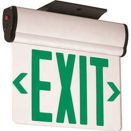 3.72-Watt Equivalent Integrated LED Brushed Aluminum, Green Letters Double-Face Surface Edgelit Exit Sign with Battery