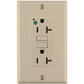 Leviton 20 Amp 125-Volt NEMA 5-20R SmartlockPro 2-Pole Hospital Grade Duplex GFCI Receptacle with LED, Ivory