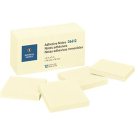 Business Source 3 in. x 3 in., Adhesive Note Pads, Yellow (100-Sheets 12 per Pack)