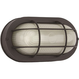 Royal Cove Medium 1-Light Black Outdoor Wall or Ceiling Mounted Fixture Bulkhead with Frosted Glass