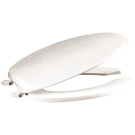 Premier Elongated Open Front Plastic Toilet Seat with Lid in White