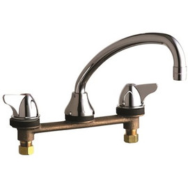 Chicago Faucets 8 in. Widespread 2-Handle Mid Arc Bathroom Faucet in Chrome with 9-1/2 in. Swing Tube Spout