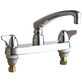 Chicago Faucets 8 in. Widespread 2-Handle Low Arc Bathroom Faucet in Chrome with 8 in. L Type Swing Spout Chicago Faucets 8 in. Widespread 2-Handle Low Arc Bathroom Faucet in Chrome with 8 in. L Type Swing Spout