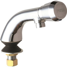 Chicago Faucets Single Hole 1-Handle Low Arc Bathroom Faucet in Chrome with 4-1/8 in. Integral Cast Brass Spout