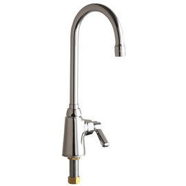 Chicago Faucets SINGLE SUPPLY DECK MOUNT BAR SINK FAUCET, CHROME, LEAD FREE, LEVER HANDLES