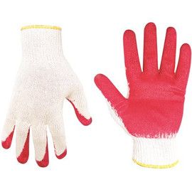 Custom LeatherCraft Large Economy String Knit with Red Latex Dip Gloves (12-Pairs)