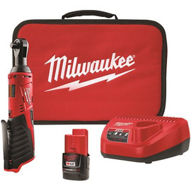 Milwaukee M12 12V Lithium-Ion Cordless 3/8 in. Ratchet Kit with One 1.5 Ah Battery, Charger and Tool Bag