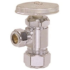 BrassCraft Angle Stop Valve 3/8 in. Nom (1/2 in. OD) Compression x 3/8 in. OD Compression Chrome Lead Free