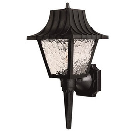 Colonial Style Black Outdoor Wall Lantern with Clear Flemish Lenses, Uses One 60-Watt Incandescent Lamp