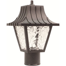 LiteCo Medium 1-Light Black Outdoor Colonial Style Post Top Fixture with Clear Flemish Lenses